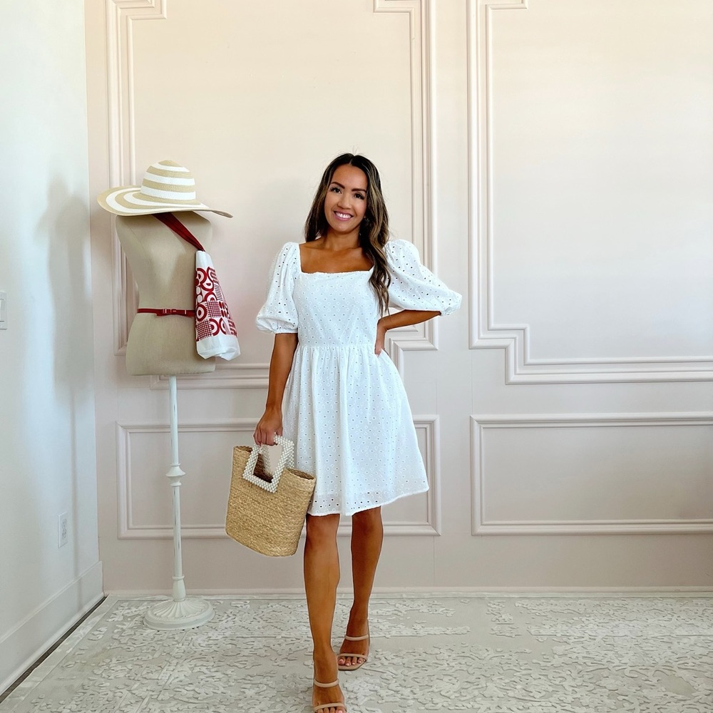 Elegant White Eyelet Dress